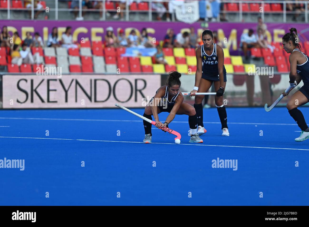 Terrassa, Spain. 2022 July 7 . Players of the Canadian Field Hockey
