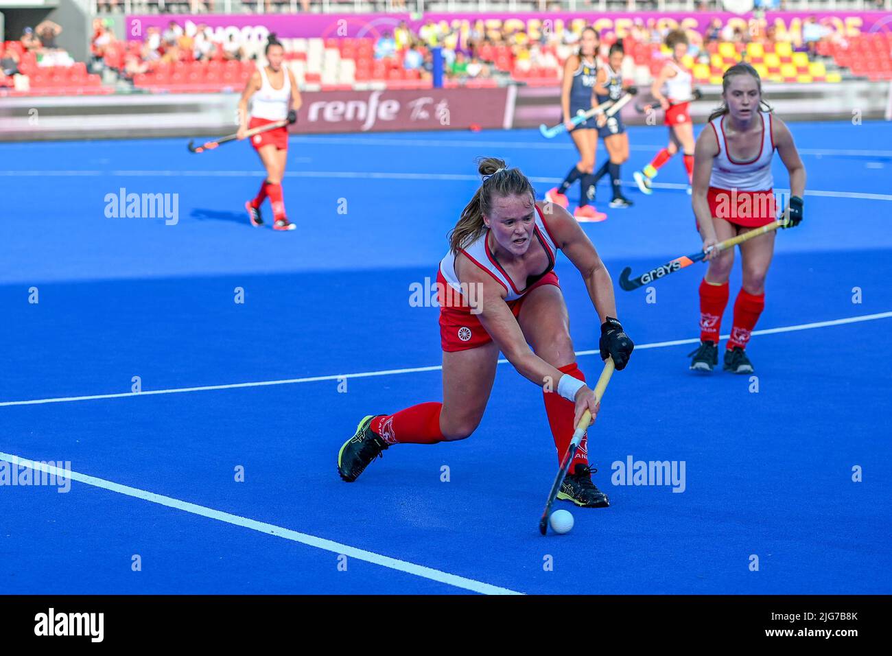 Terrassa, Spain. 2022 July 7 . Players in action in the Argentina vs
