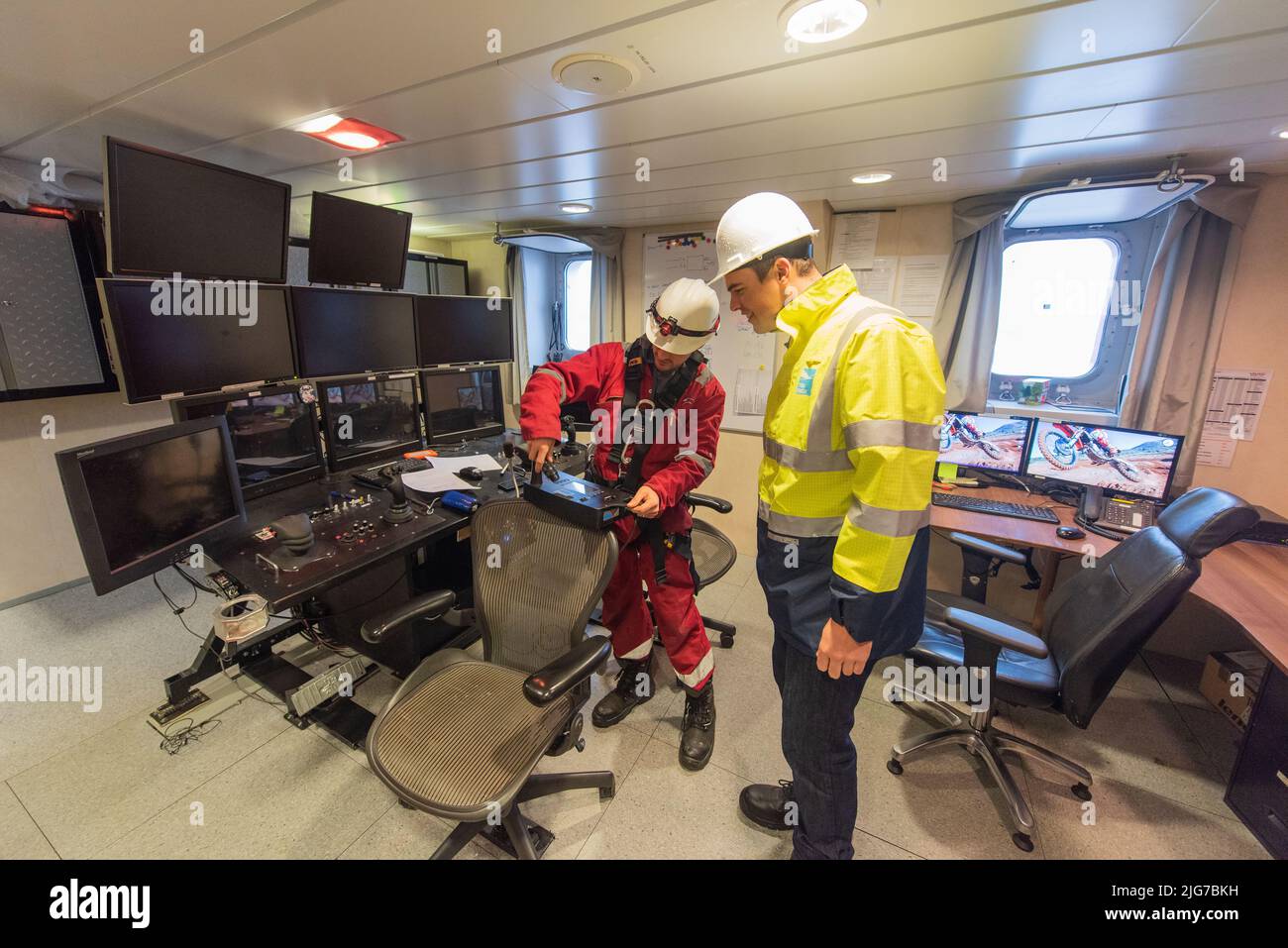 Remotely operated vehicle control room onboard vessel Stock Photo Alamy