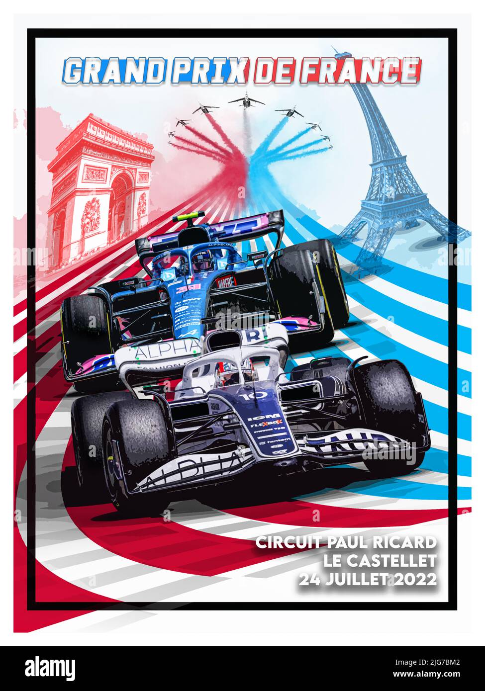 French F1 Grand Prix Race Poster Stock Photo