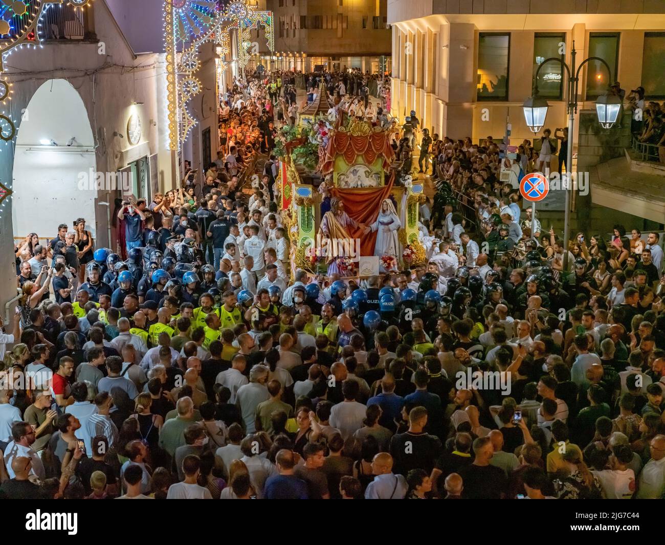 Procession for the celebration of the festival of the Brown Madonna of Matera Stock Photo