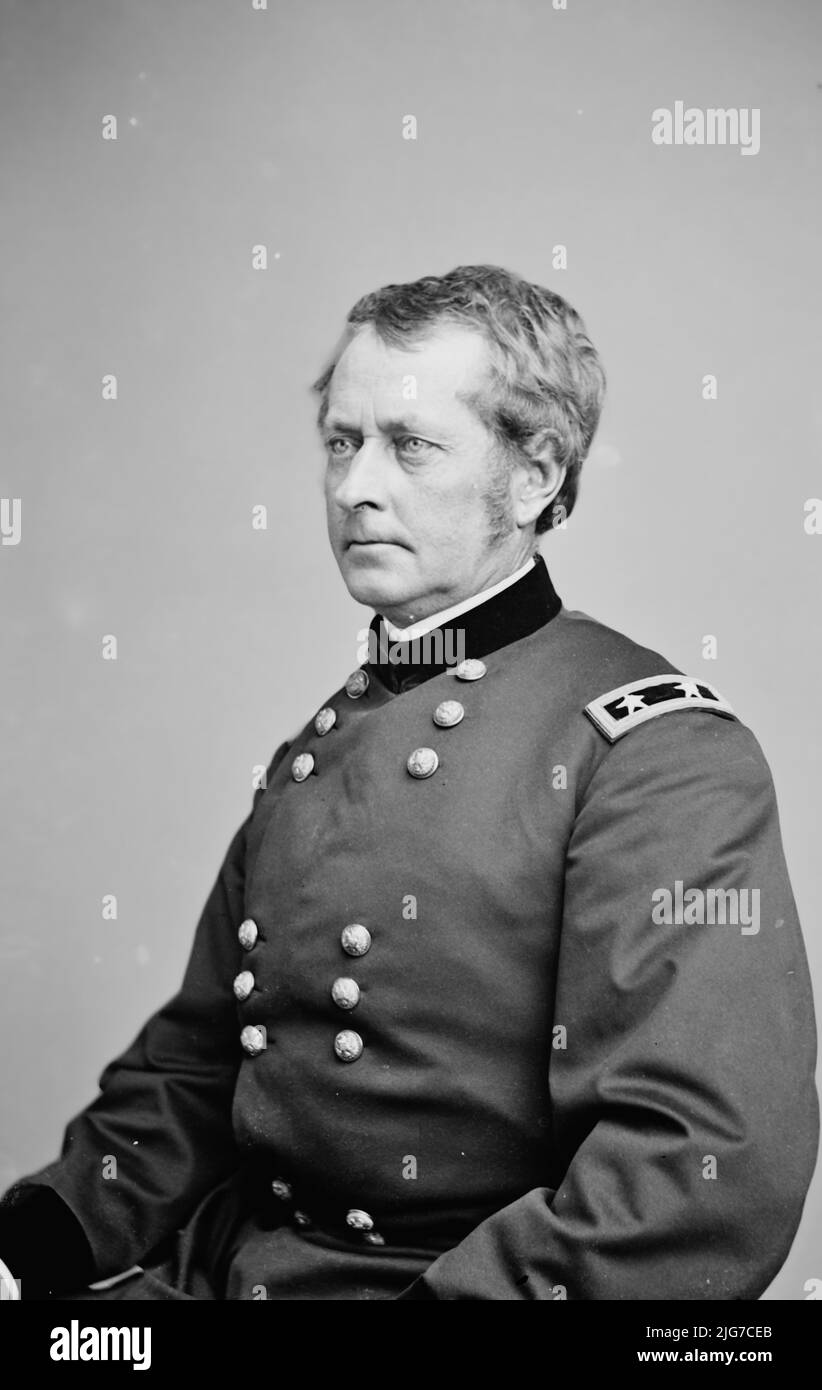 Gen. Joe Hooker, between 1855 and 1865. [Union Army officer: defeated by Confederate General Robert E. Lee at the Battle of Chancellorsville during the American Civil War]. Stock Photo