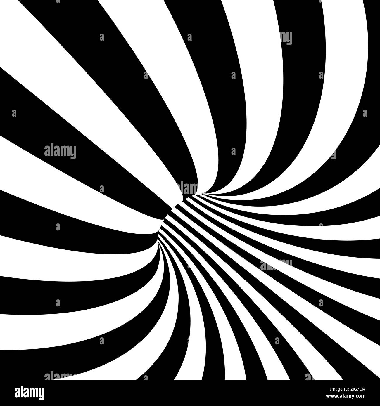 Black and white optical illusion. Abstract background, striped tunnel.Vector Stock Vector