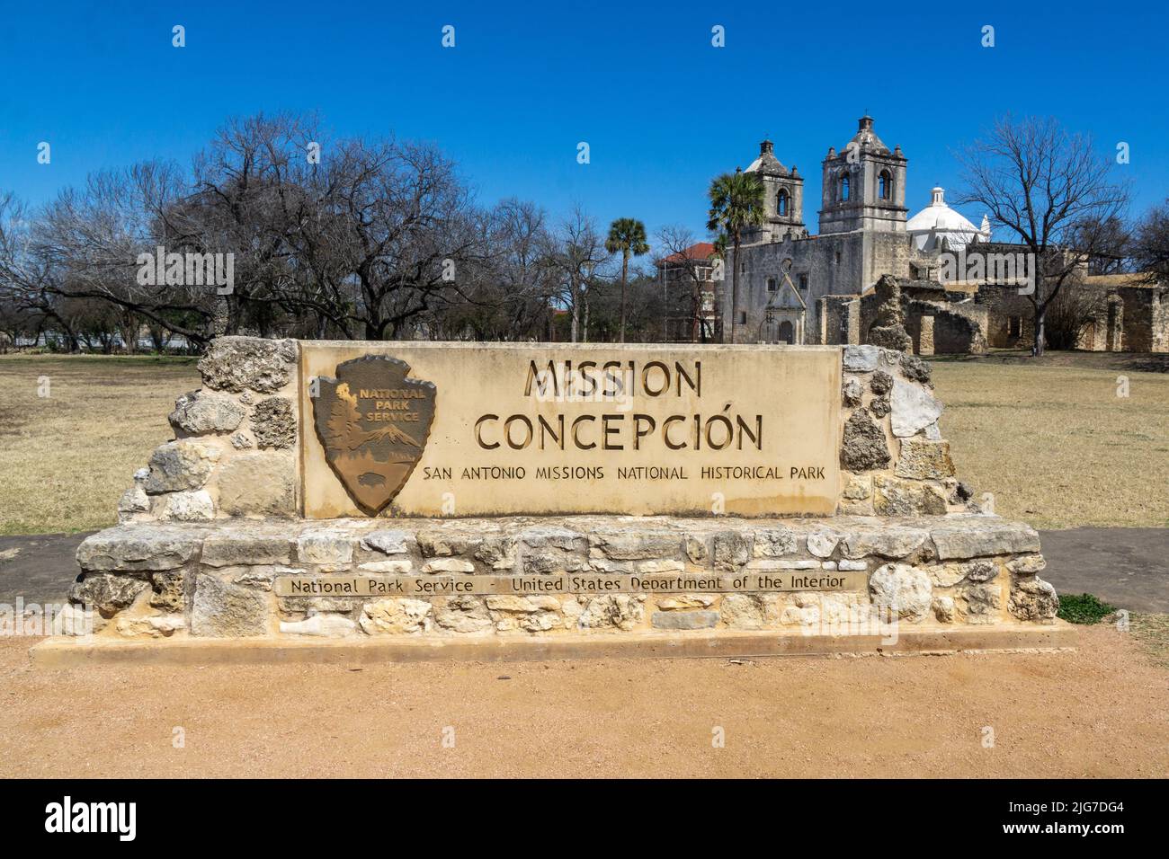 Mission Concepcion Church in San Antonio, Texas Stock Photo