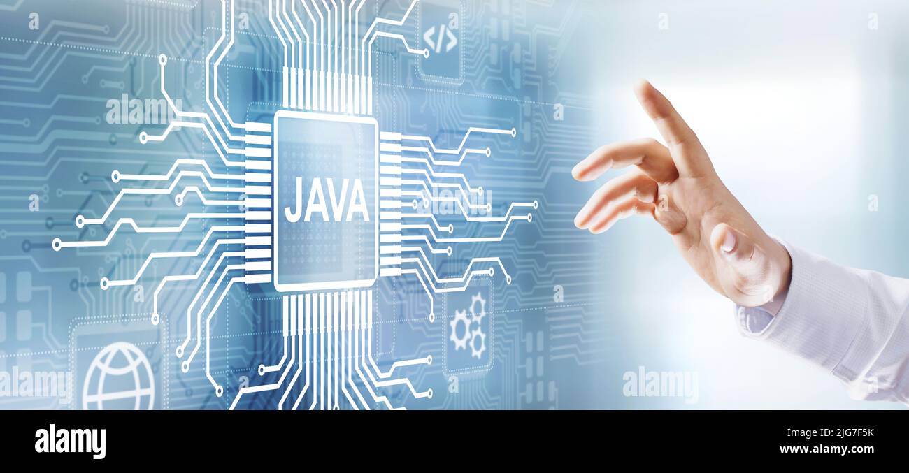 Java programming language application and web development concept on ...