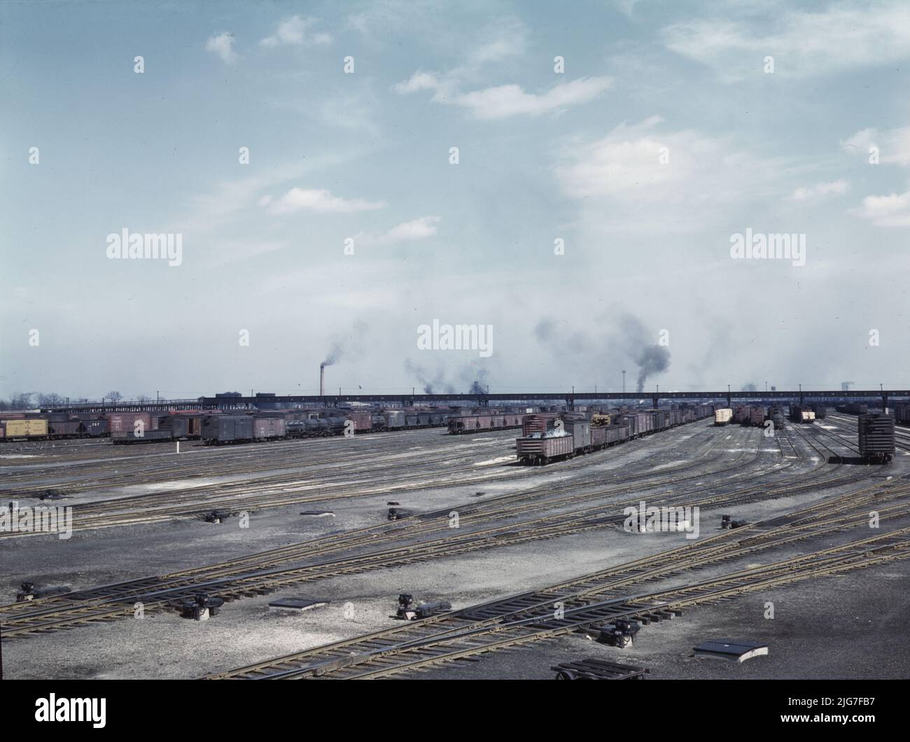 General view of part of classification yard at C & NW RR's [i.e