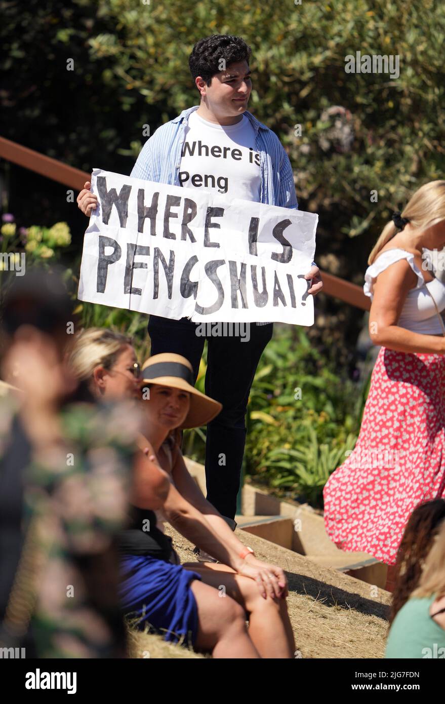 Protester wearing shirt reading hi-res stock photography and images - Alamy