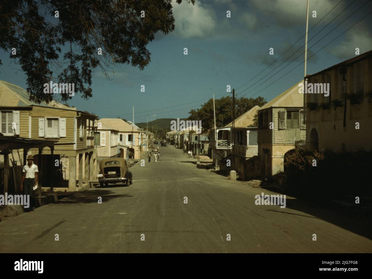 Street in a town, Frederiksted, St. Croix, in the Virgin Islands Stock