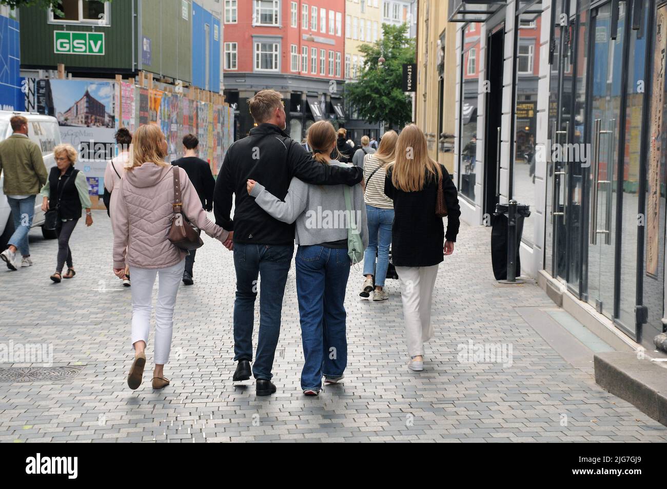 Copenhagen /Denmark/08 July 2022/ Shoppers and tourists aon Kobmgergde in Copenhagen Denmark   (Photo..Francis  Dean/Dean Pictures). Stock Photo