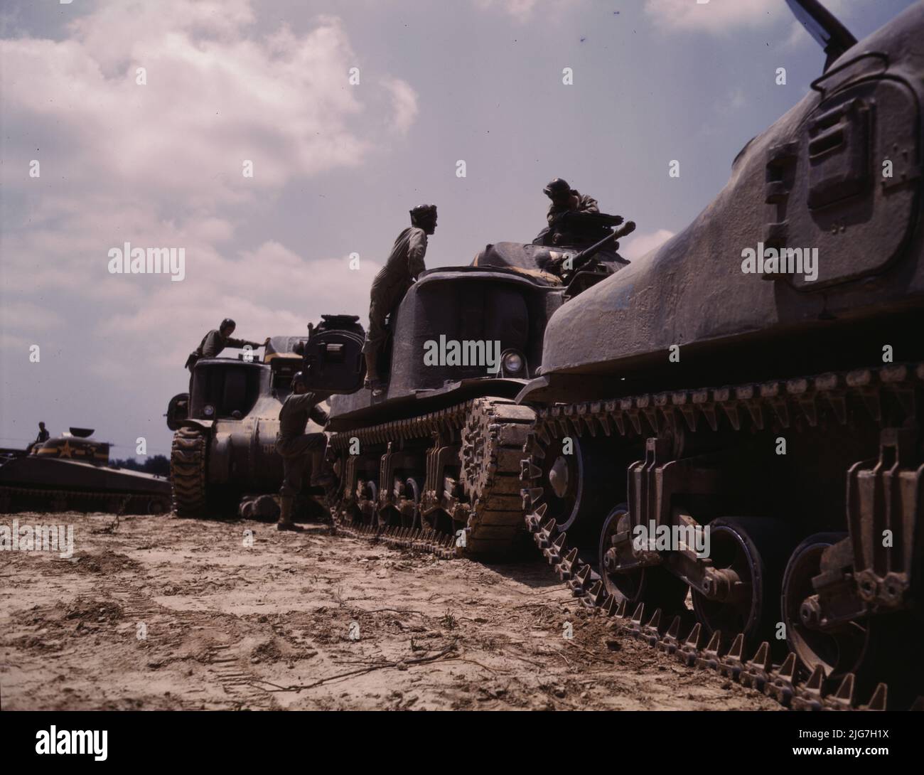 M-3 and M4 tank company at bivouac, Ft. Knox, Ky. Stock Photo