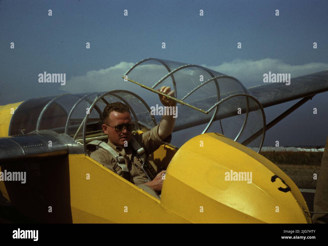 Marine glider pilot in training at Page Field, is watching takeoffs