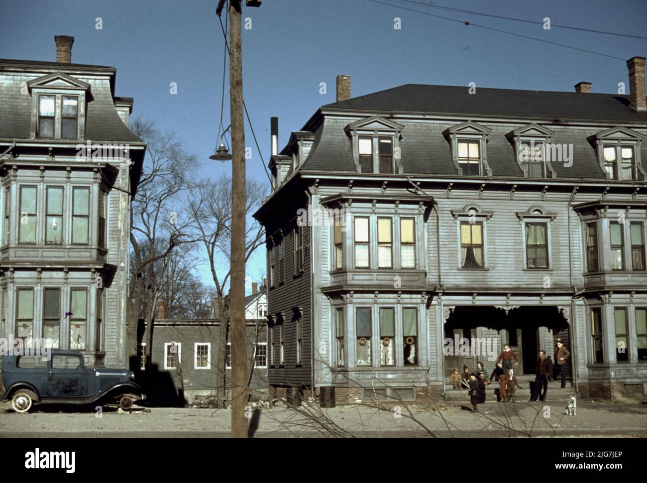 Children in the tenement district, Brockton, Mass Stock Photo Alamy