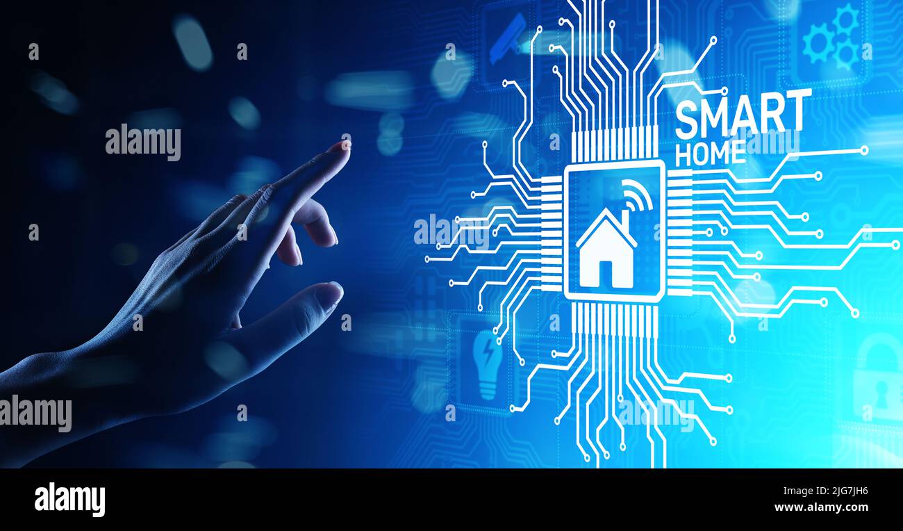 Smart home control panel on virtual screen. IOT and Automation ...
