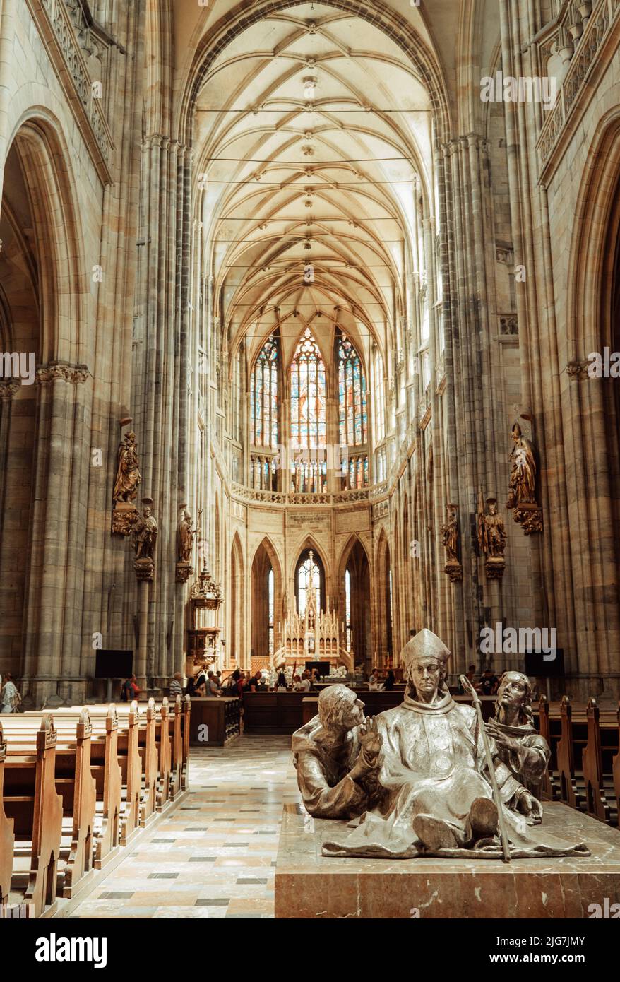 Prague, Czech Republic - July 2022. Interior of St. Vitus cathedral ...