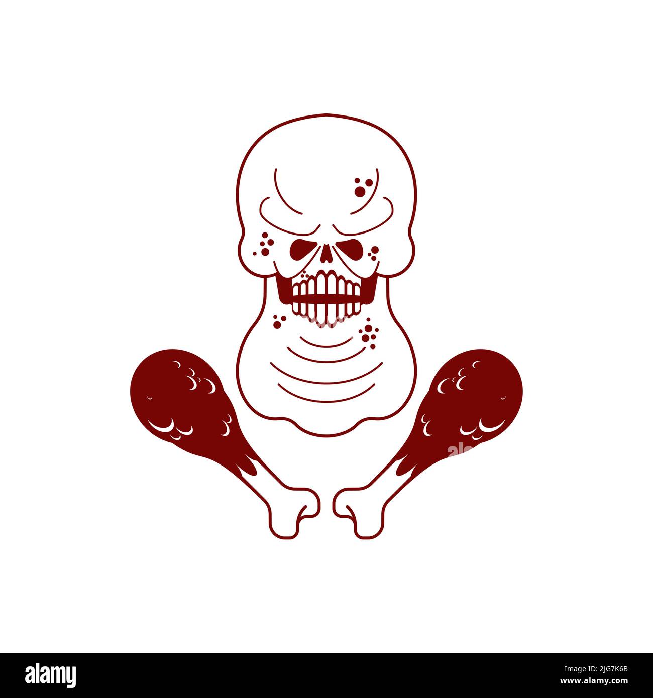 Fat skull. Thick skeleton head. Vector illustration Stock Vector Image