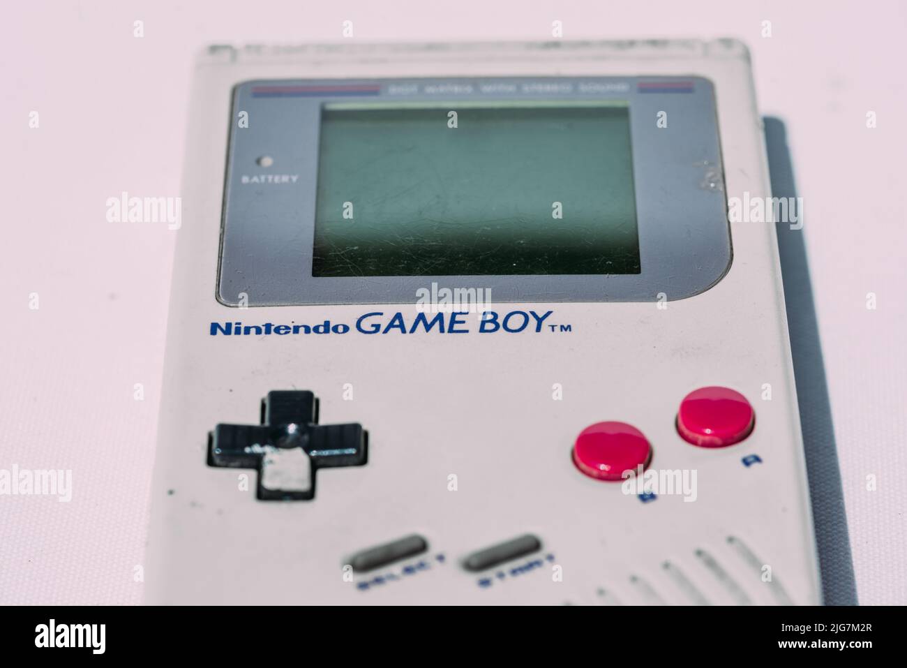 Game Boy is an 8-bit handheld game console developed and manufactured by Nintendo first released in 1989 Stock Photo