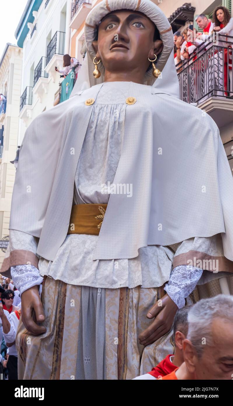 giants in the procession of the day of San Fermin. July 07, 2022. High Street. Pamplona, Navarra, Spain, Europe. Stock Photo