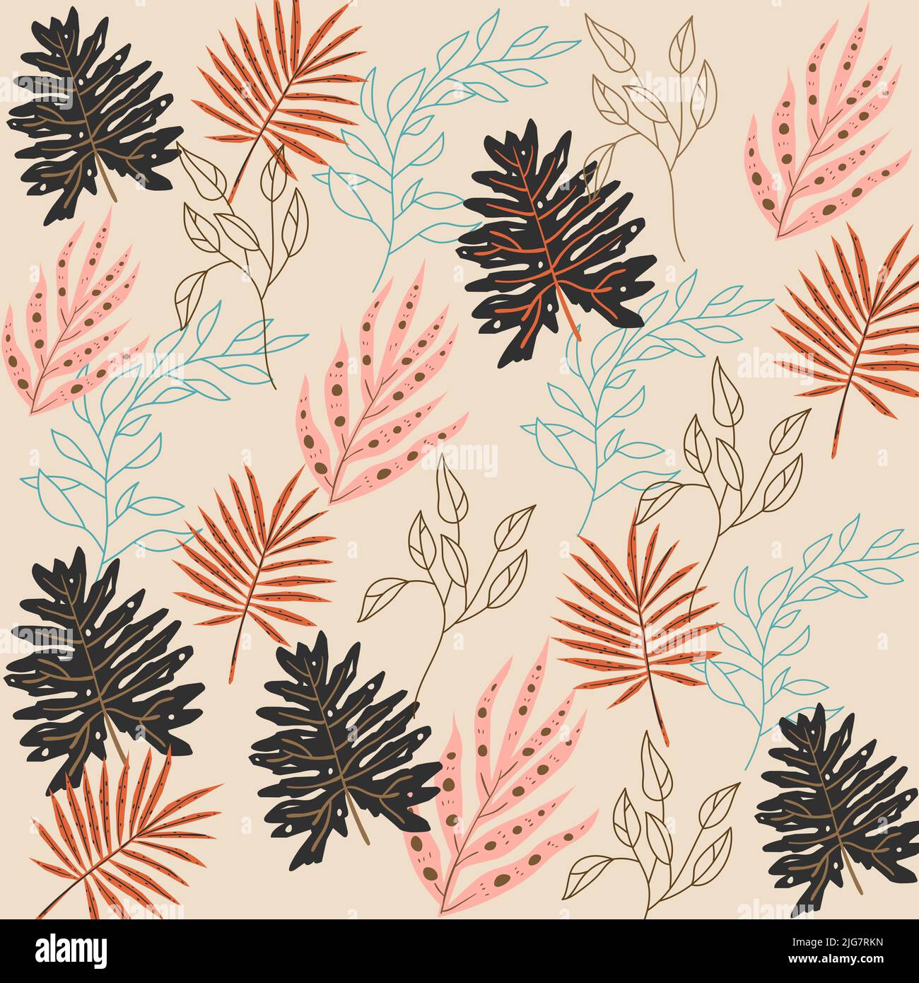 Abstract Nature Pattern with plants, flowers. Endless floral printing ...