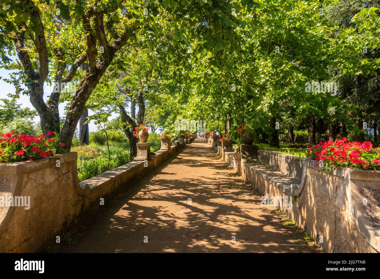 Picturesque path through the Villa Cimbrone in Ravello, Campania, Italy Stock Photo