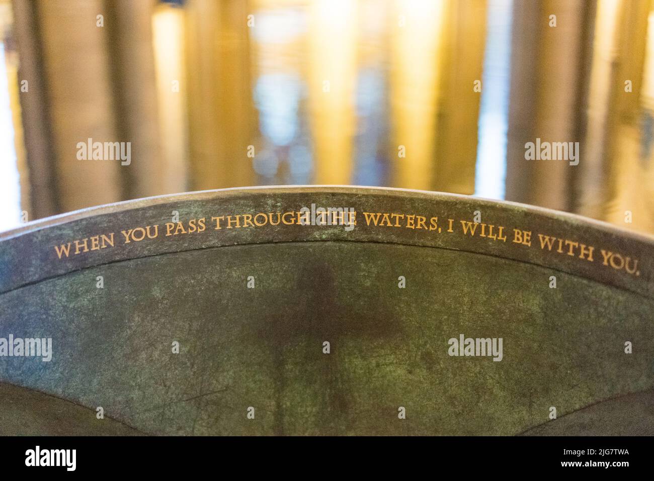 Contemporary large font in Salisbury Cathedral in England Stock Photo