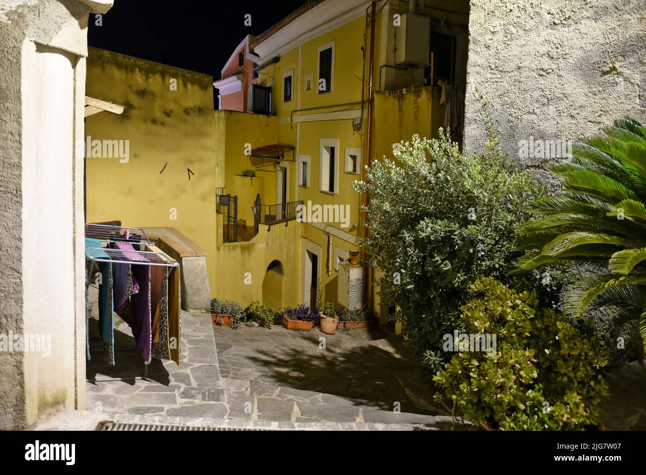 A narrow street with old buildings in San Nicola Arcella, village of Calabria region, Italy Stock Photo
