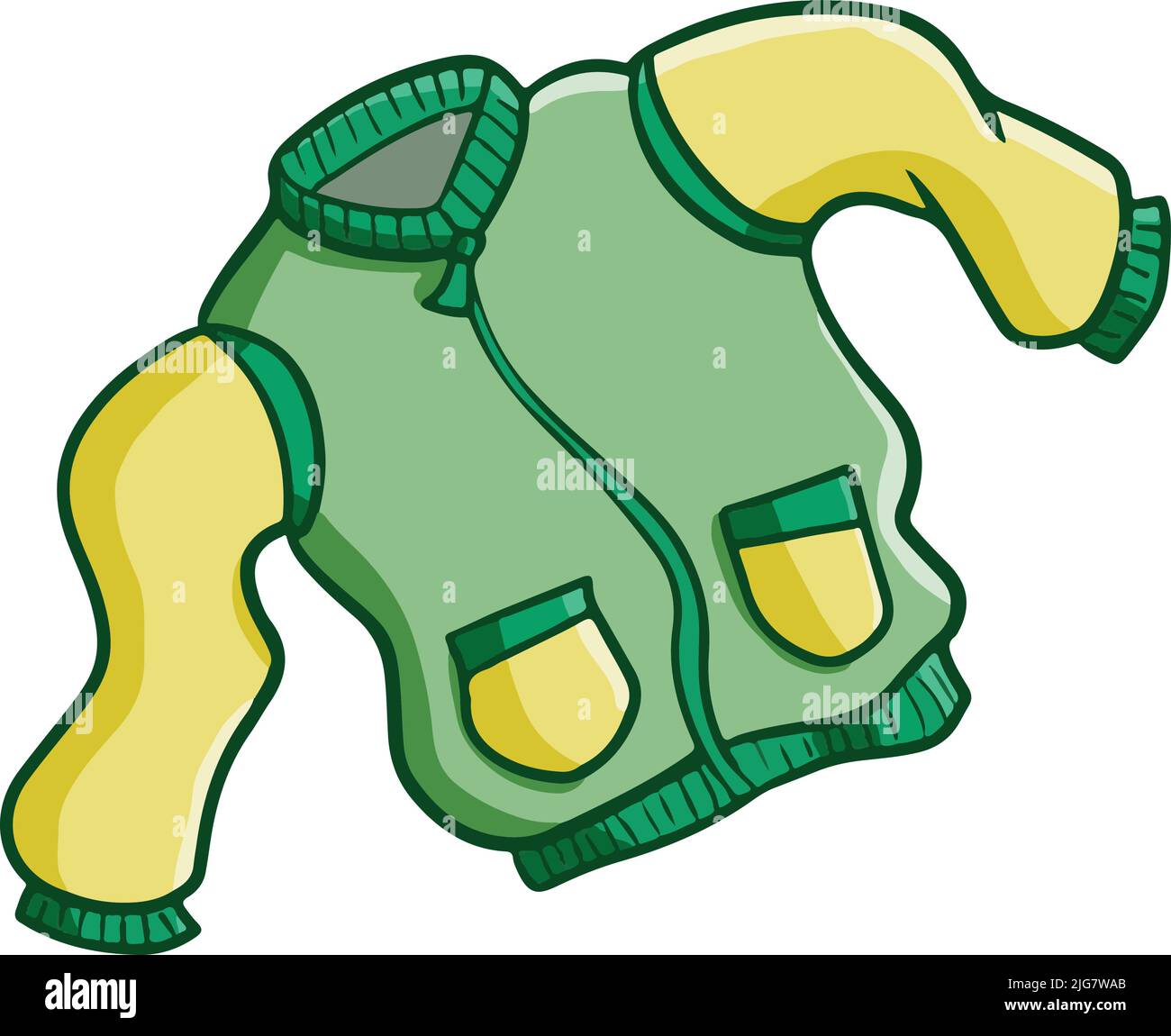 A colorful vector illustration of a green and yellow jacket Stock Vector