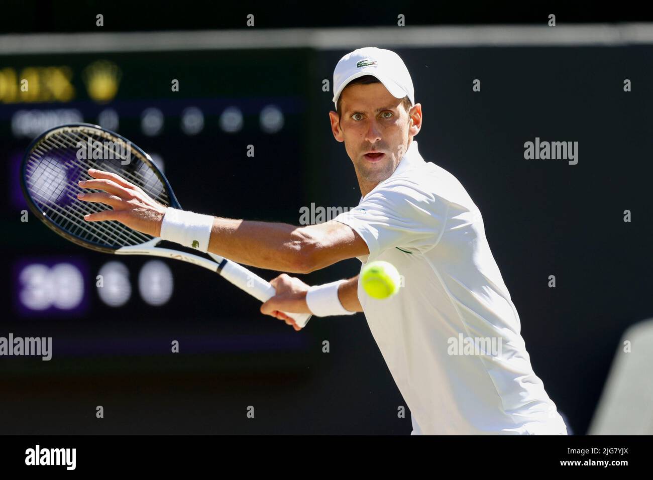 Wimbledon,Great Britain 8th. July, 2022. Serbian tennis player Novak Djokovic at the Wimbledon 2022  Championships on Friday 08 July 2022.,  © Juergen Hasenkopf / Alamy Live News Stock Photo