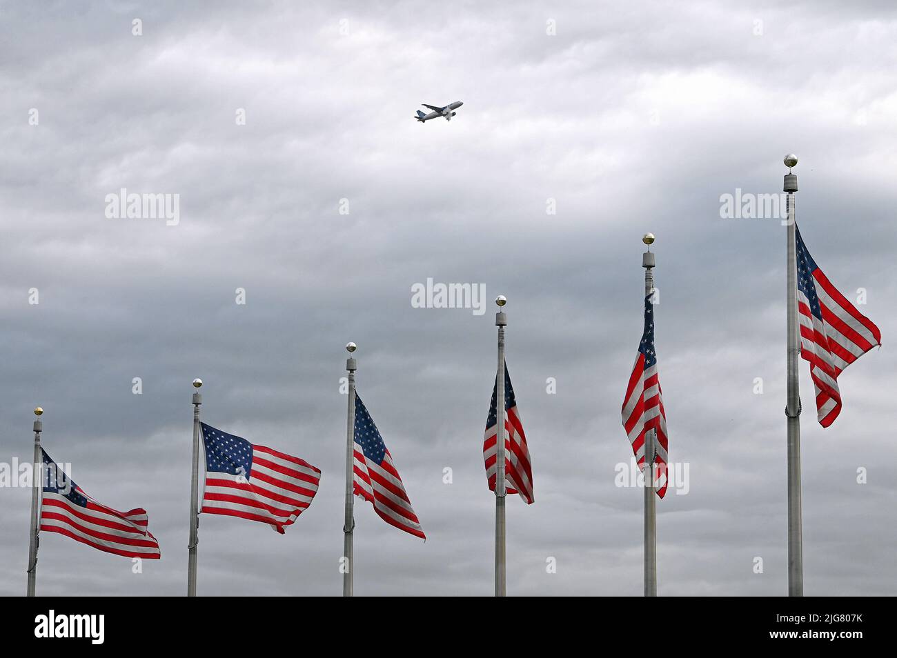 American flags on the National Mall; Washington D.C. Stock Photo