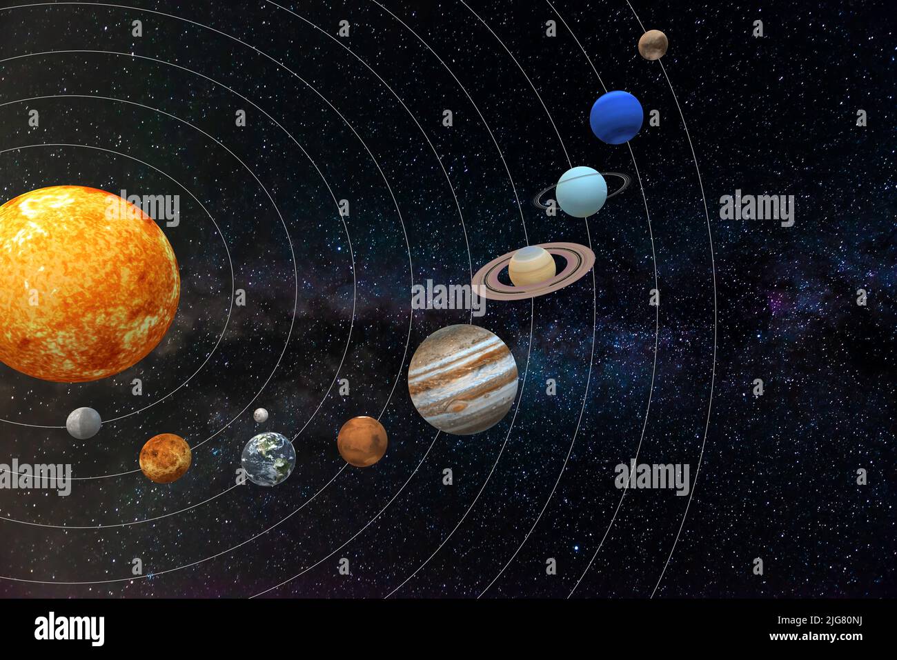 3D illustration of the in the solar system in space, space