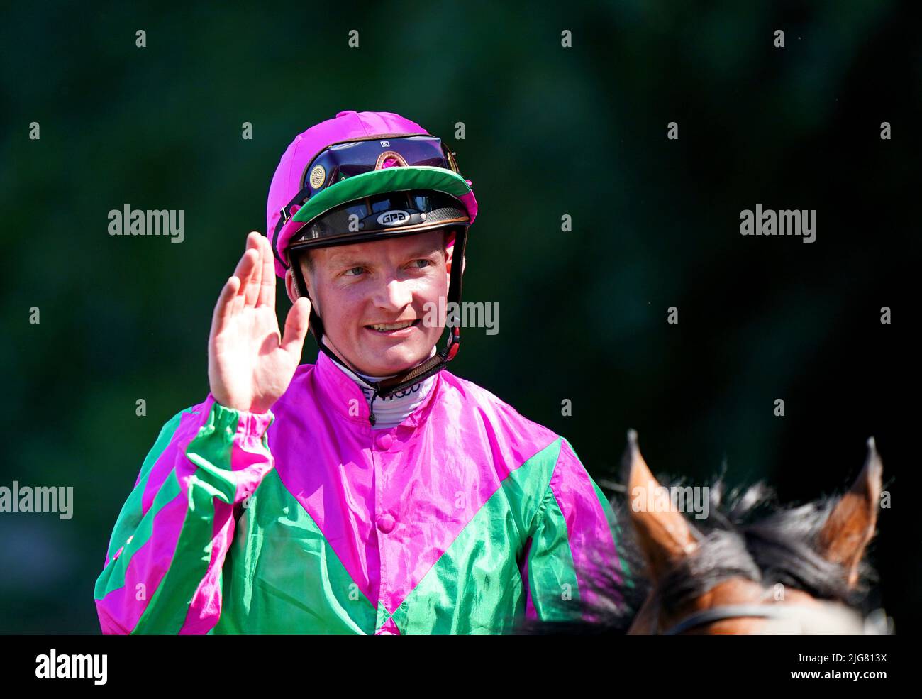 Jockey Rob Hornby celebrates on Prosperous Voyage after winning the