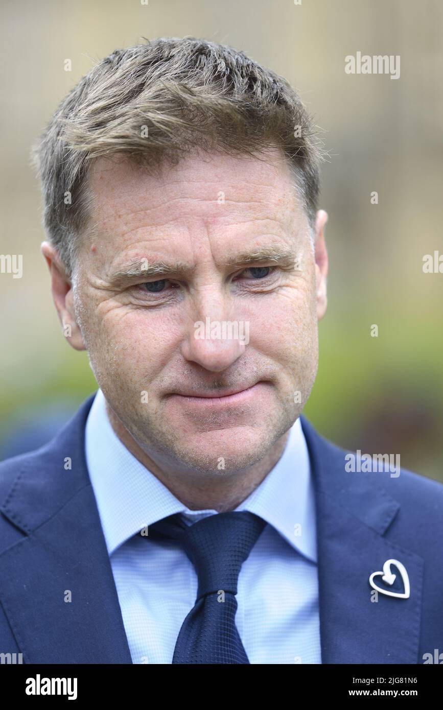 Steve Brine MP (Con: Winchester) in Westminster on the day Prime Minister Boris Johnson announced his resignation - 7th July 2022 Stock Photo