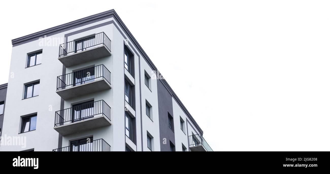 Modern apartment building isolated on white background Stock Photo - Alamy