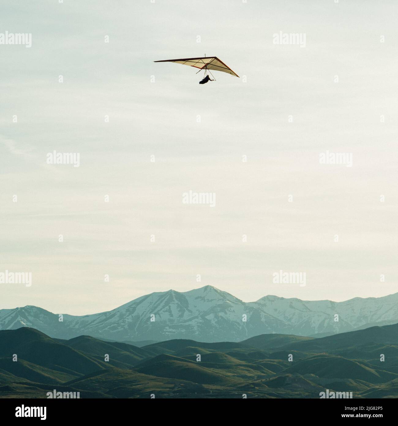 A hang glider flying near the Point of the Mountain in Salt Lake City