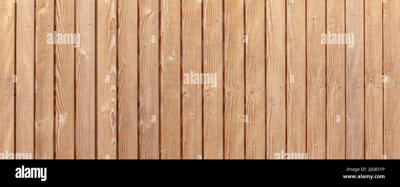 Wooden wall made of natural wood, panoramic format Stock Photo
