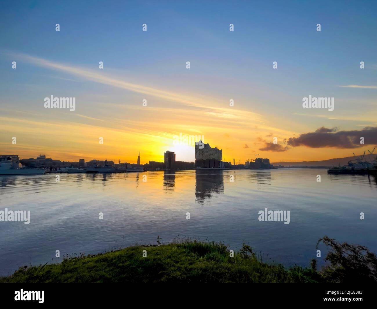 Sunset, HafenCity, Hamburg, Germany, Europe Stock Photo