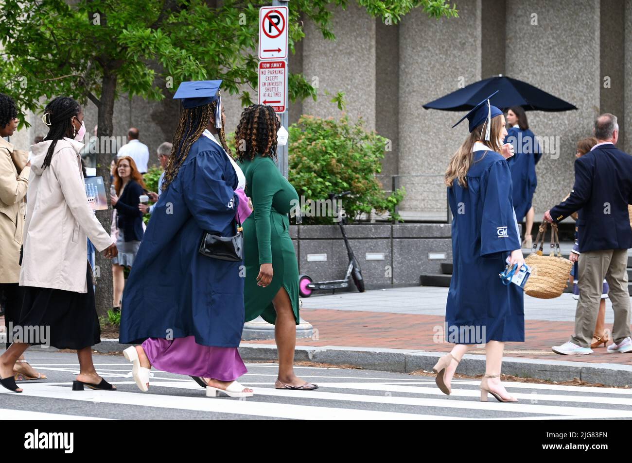 Washington University college students in traditional robe and