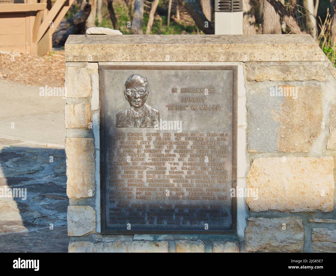A monument in memory of Ernest "Ernie" Miller - at Ernie Miller Nature ...