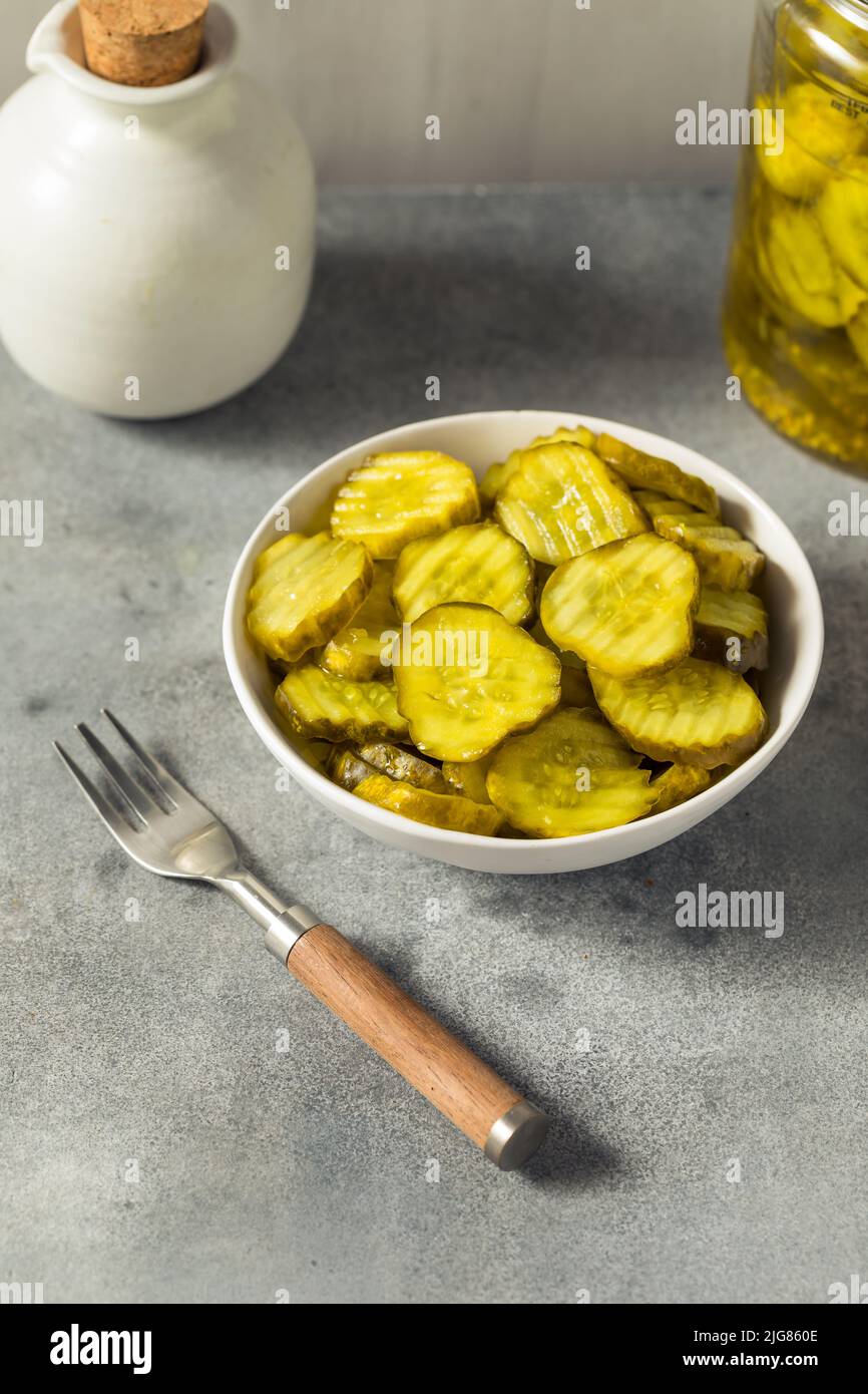 Homemade Green Dill Pickles in a Bowl Stock Photo Alamy