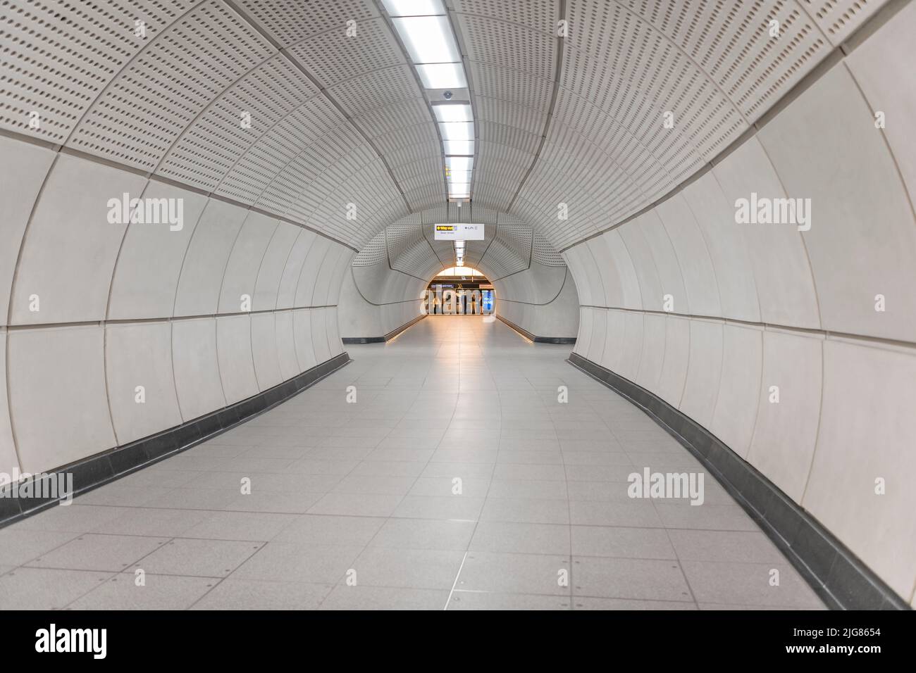 Tottenham Court Road tube station on the new Elizabeth Line underground in London. Platforms are