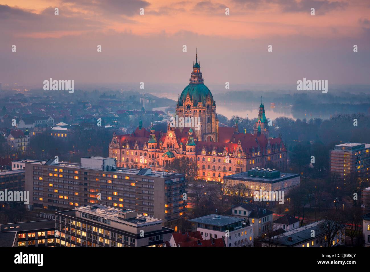 Aerial view of the City Hall of Hannover, Germany Stock Photo