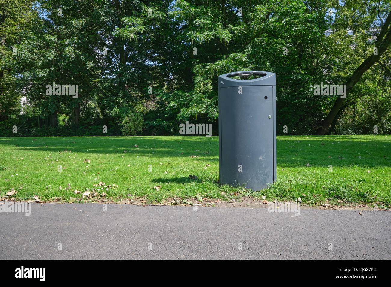 Green bin in park in the Netherlands Stock Photo Alamy