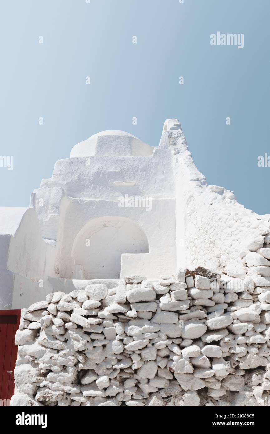 A white building under construction in Cyclades islands Stock Photo