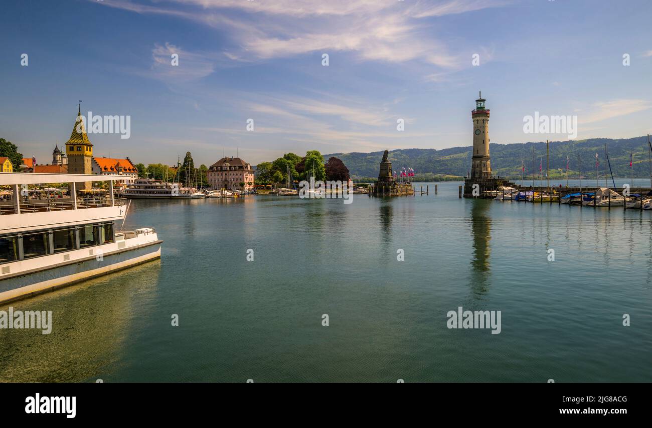 Port of Lindau, Lake Constance, Reutin, Government District of Swabia, Bavaria, Germany, Europe Stock Photo