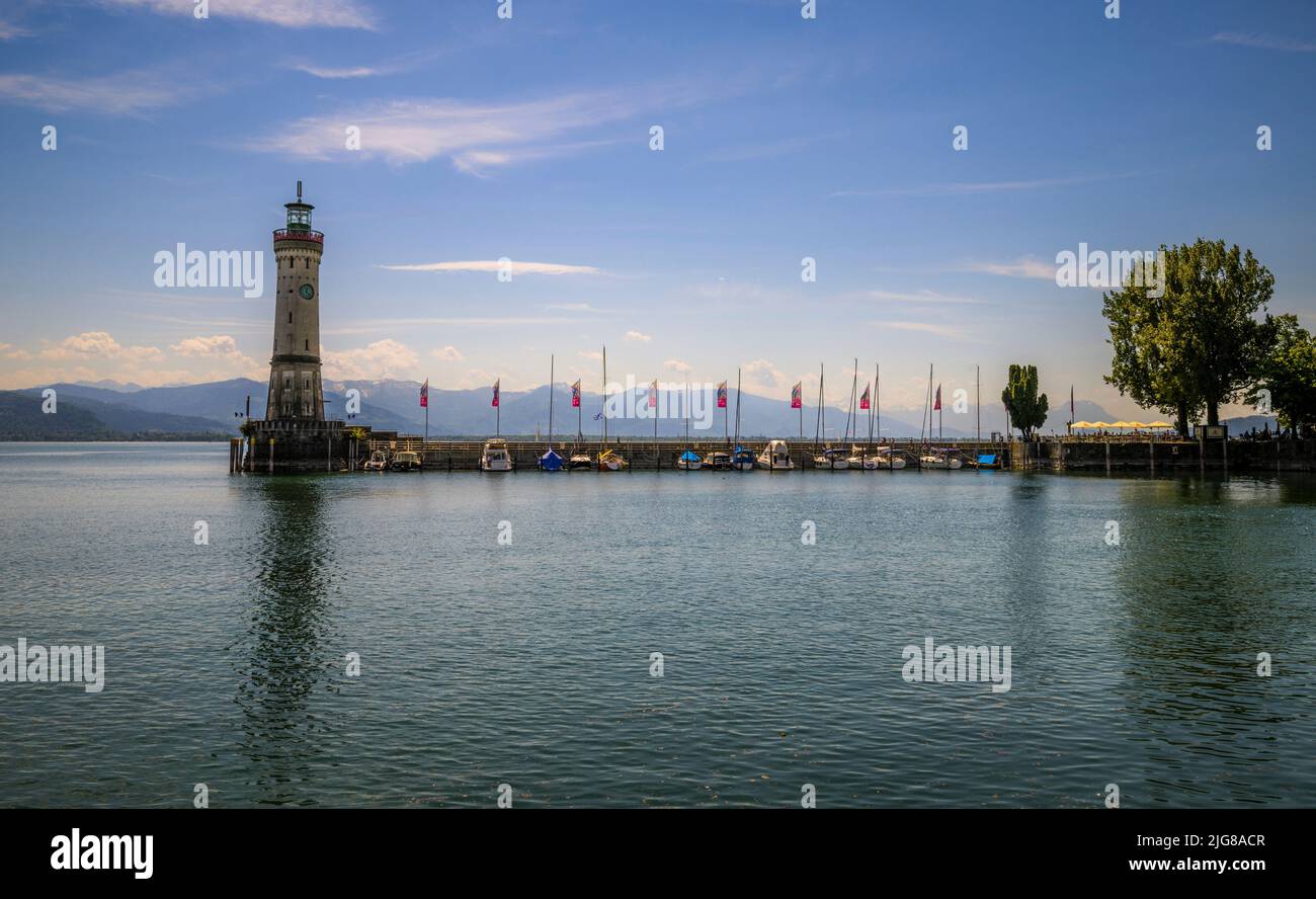 Port of Lindau, Lake Constance, Reutin, Government District of Swabia, Bavaria, Germany, Europe Stock Photo