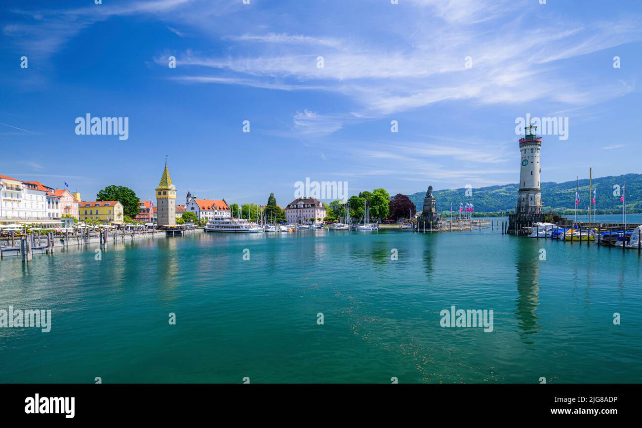Port of Lindau, Lake Constance, Reutin, Government District Swabia, Bavaria, Germany, Europe Stock Photo