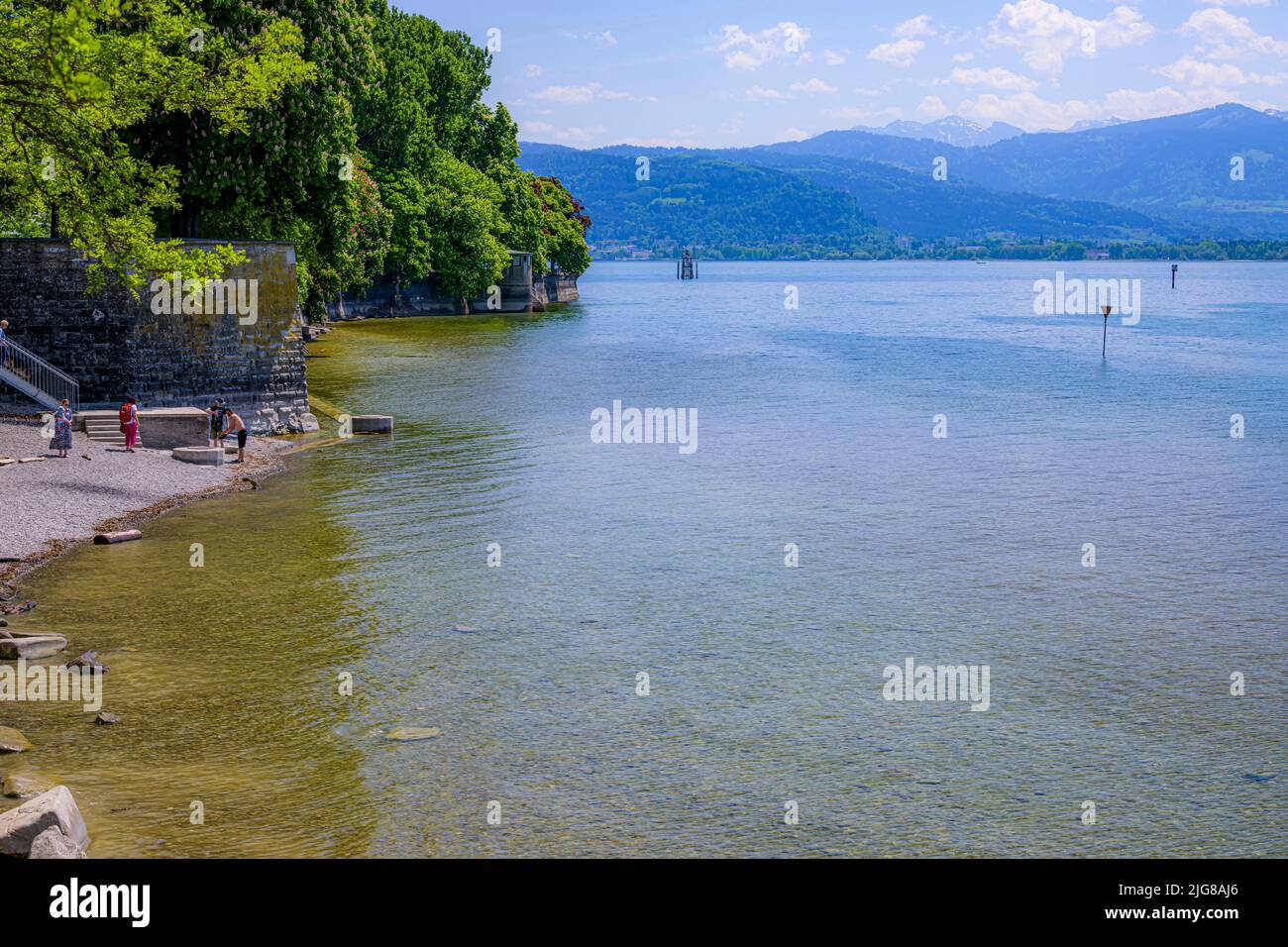 Lake Constance, western view from the park, Lindau Island, Reutin, Swabia, Germany, Europe Stock Photo