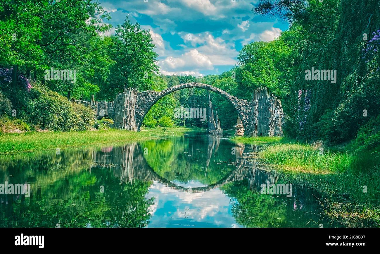 Rakotz bridge in Kromlau, Saxony, Germany Stock Photo