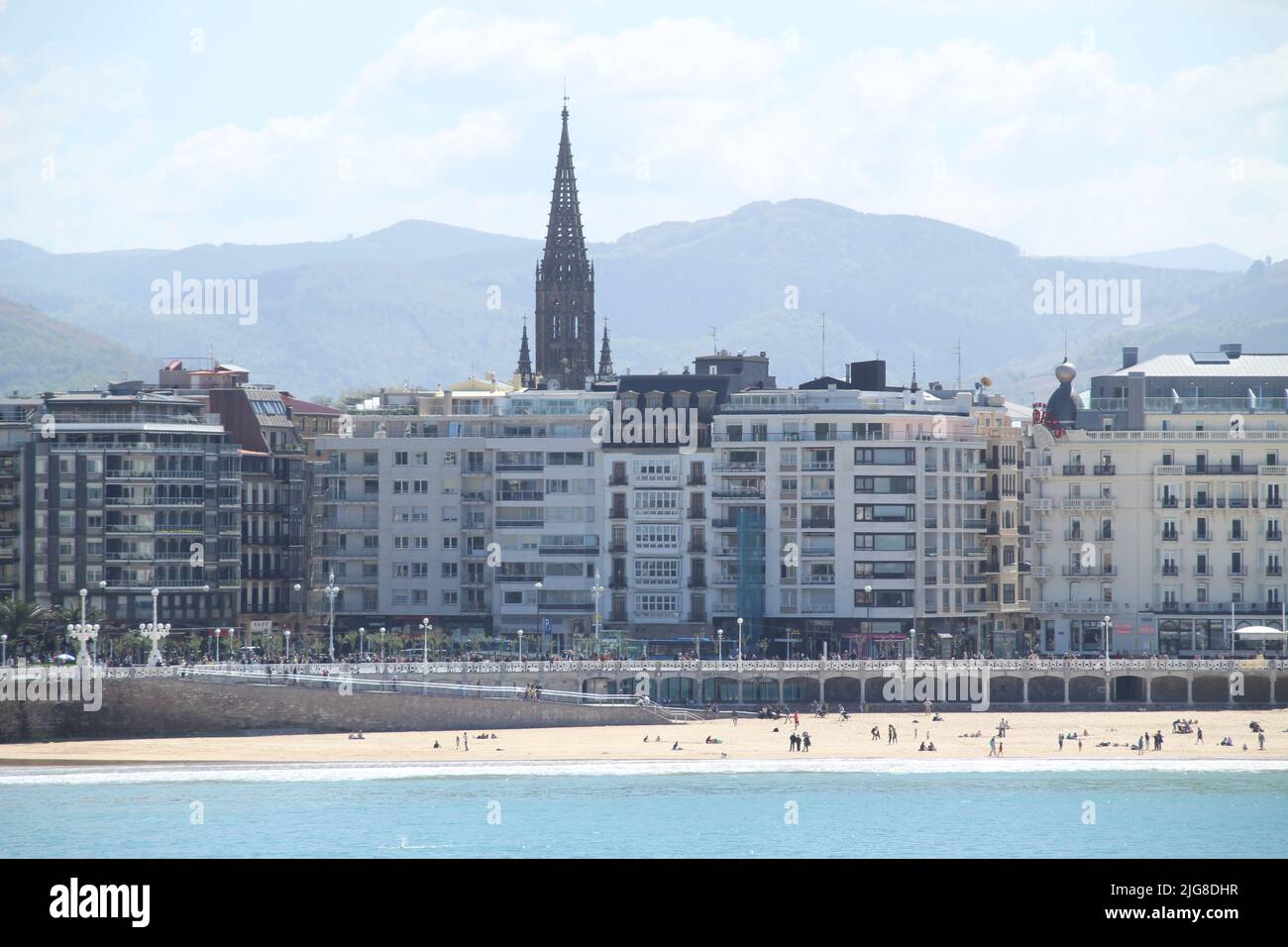 The view of the Donostia-San Sebastian city buildings by the sea Stock Photo