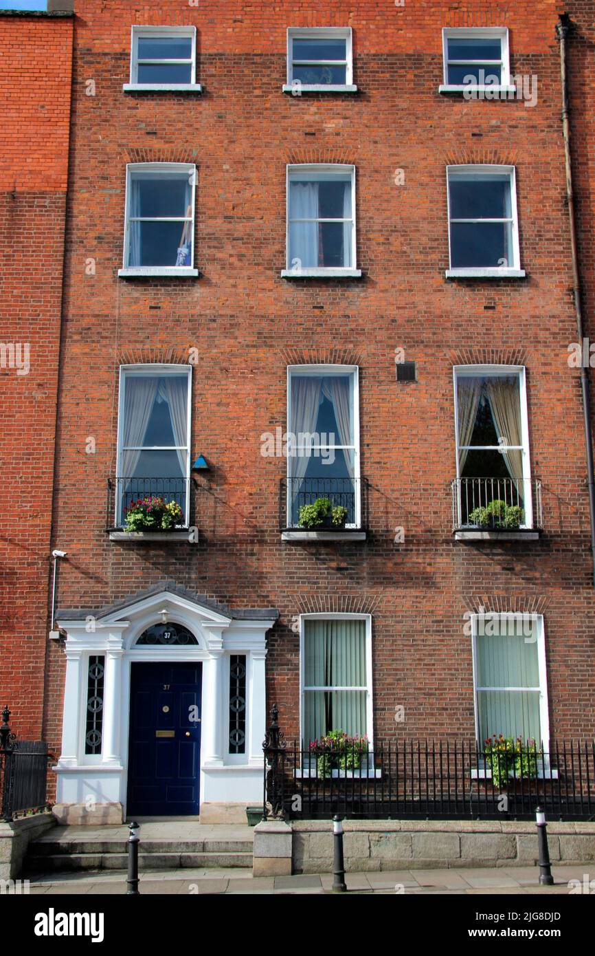 Georgian style house entrance, blue door, Dublin, Ireland, Europe, house, window Stock Photo