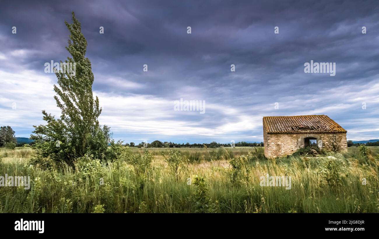 Old shed near Coursan. Stock Photo
